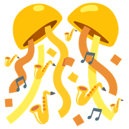 confetti ball and saxophone