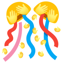 confetti ball and see-no-evil monkey