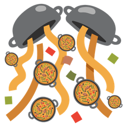 confetti ball and shallow pan of food