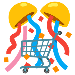 confetti ball and shopping cart