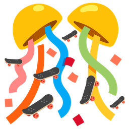 confetti ball and skateboard