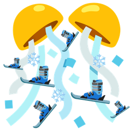 confetti ball and skis