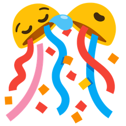 confetti ball and sleepy face