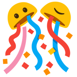 confetti ball and slightly frowning face