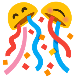 Confetti ball and Smiling face with smiling eyes