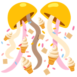 confetti ball and soft ice cream