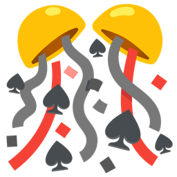 confetti ball and spade suit