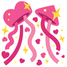 confetti ball and sparkling heart