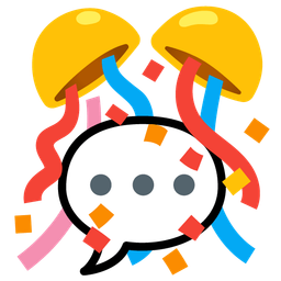 confetti ball and speech balloon