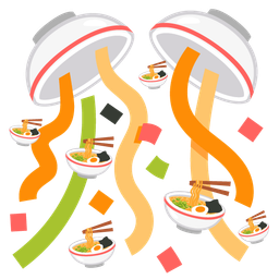 confetti ball and steaming bowl