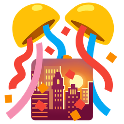 confetti ball and sunset