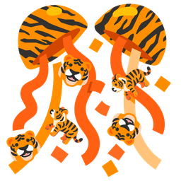 confetti ball and tiger face