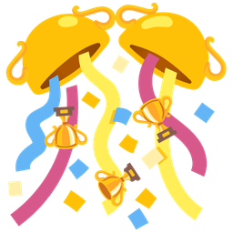 confetti ball and trophy