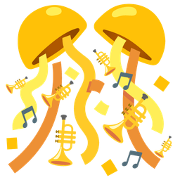 confetti ball and trumpet