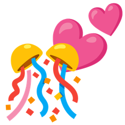 confetti ball and two hearts