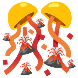 confetti ball and volcano