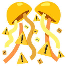 confetti ball and warning