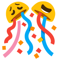 confetti ball and weary face