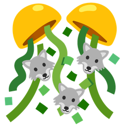 confetti ball and wolf