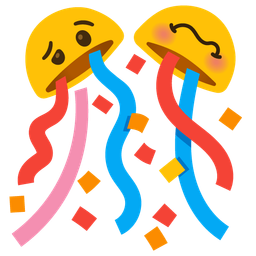 confetti ball and woozy face