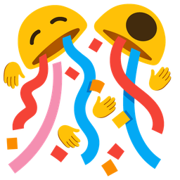 confetti ball and yawning face