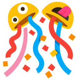 Confetti ball and Zany face