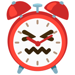 confounded face and alarm clock