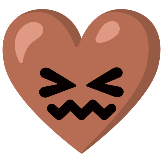 Confounded face and Brown heart