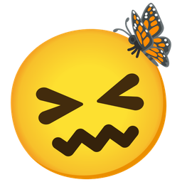 confounded face and butterfly
