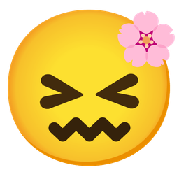 confounded face and cherry blossom