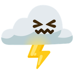 confounded face and cloud with lightning