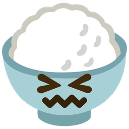 confounded face and cooked rice