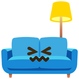 confounded face and couch and lamp
