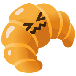 confounded face and croissant