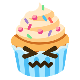 confounded face and cupcake