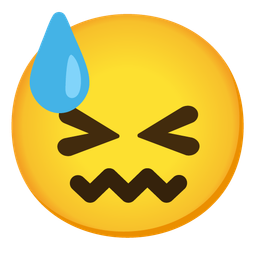 confounded face and downcast face with sweat