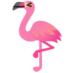 confounded face and flamingo