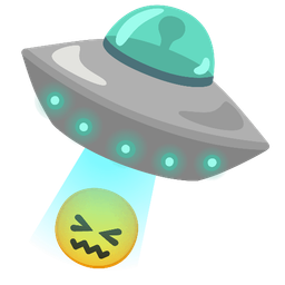confounded face and flying saucer