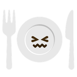 confounded face and fork and knife with plate