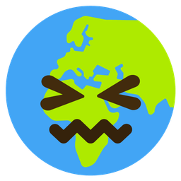 confounded face and globe showing Europe-Africa