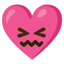 confounded face and heart with ribbon