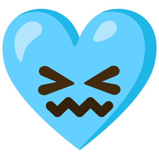 Confounded face and Light blue heart