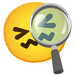 confounded face and magnifying glass tilted right