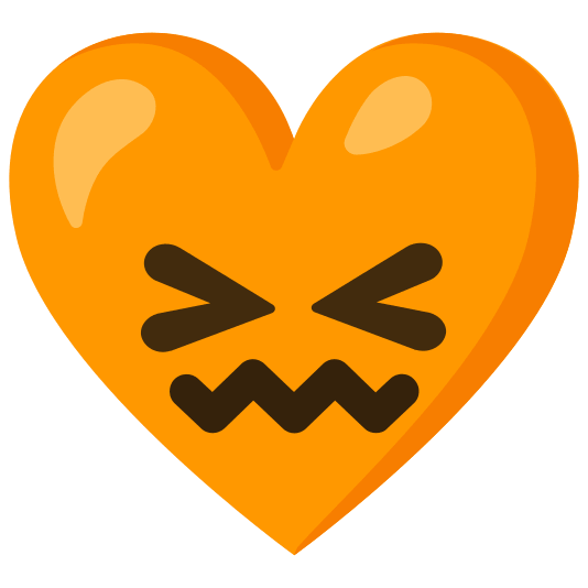 Confounded face and Orange heart