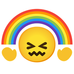 confounded face and rainbow