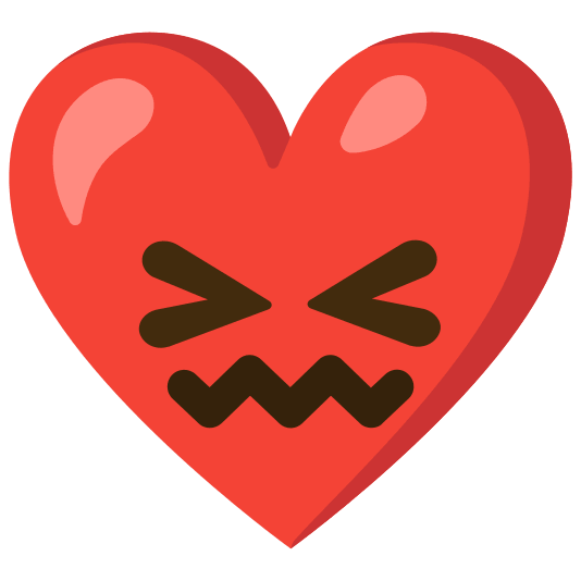 Confounded face and Red heart
