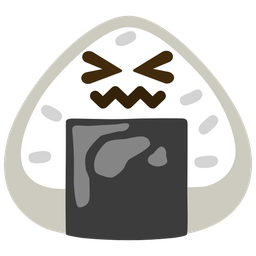 confounded face and rice ball