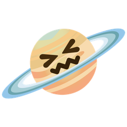 confounded face and ringed planet