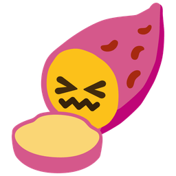 confounded face and roasted sweet potato