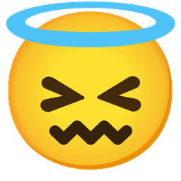 Confounded face and Smiling face with halo